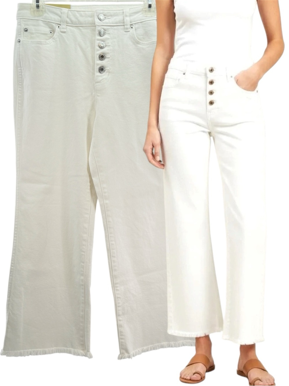 NEW Michael Kors Selma White Cropped Flare High Rise Button-Front Jeans Size 4